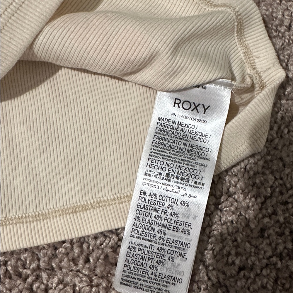 Roxy Tank Y2K Revival Lettuce Edge Parchment Rib Knit Medium Surf BNWT - Picture 4 of 6